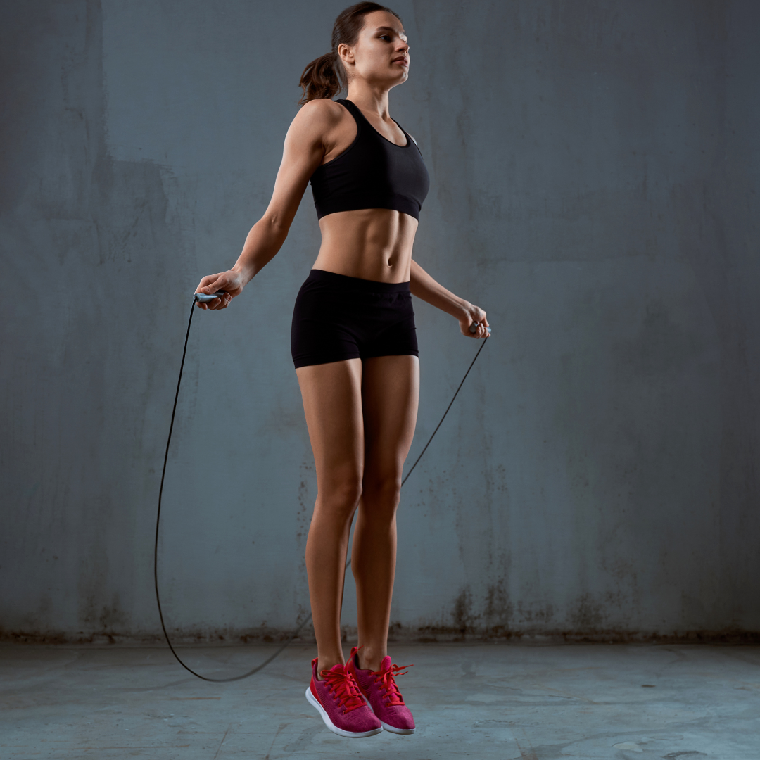 femme baskets roses corde a sauter